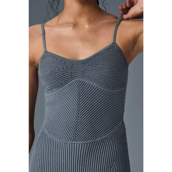 ALO Yoga Denim Knit Mini Dress in Steel Grey